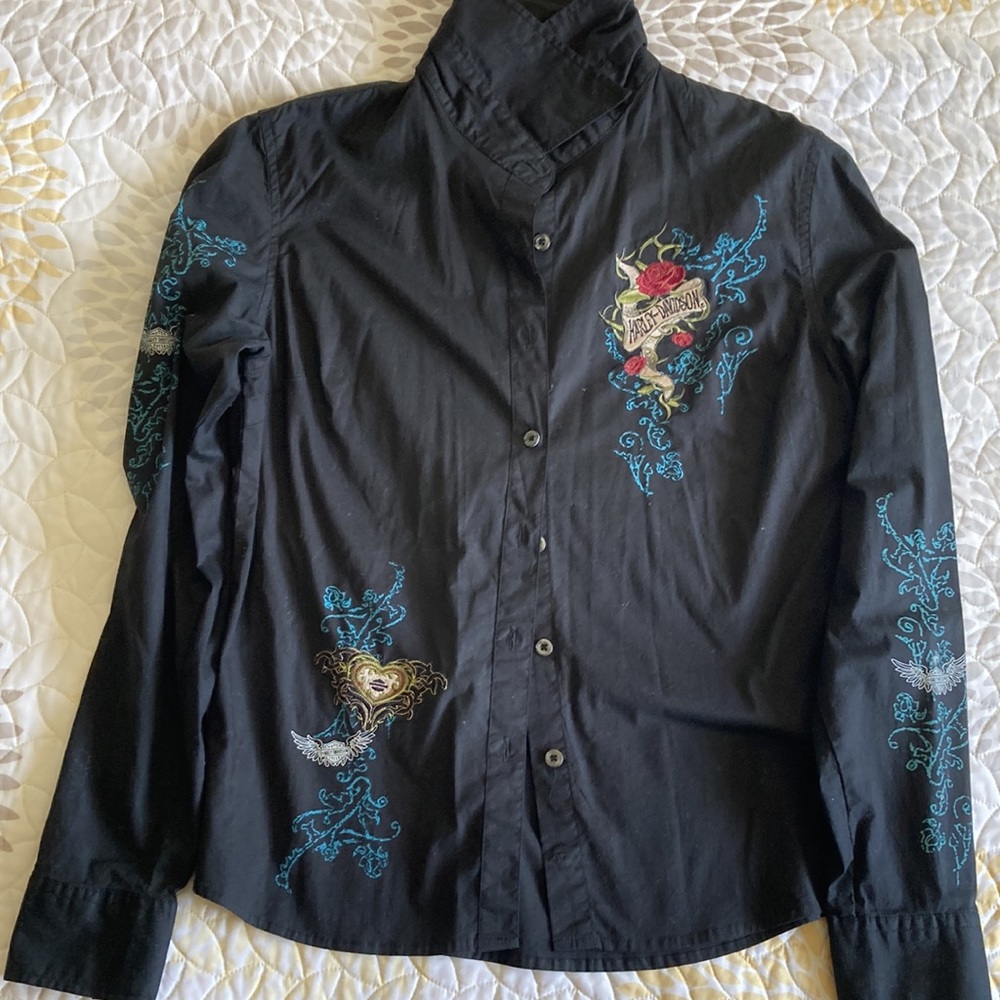 Vintage 🤩 Harley Davidson Original black long sleeve 🔥dress shirt worn once - Picture 2 of 16